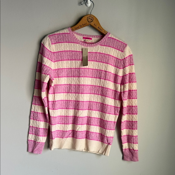 NEW J Crew Cable-knit cashmere crewneck sweater with shoulder buttons Medium - Picture 2 of 10